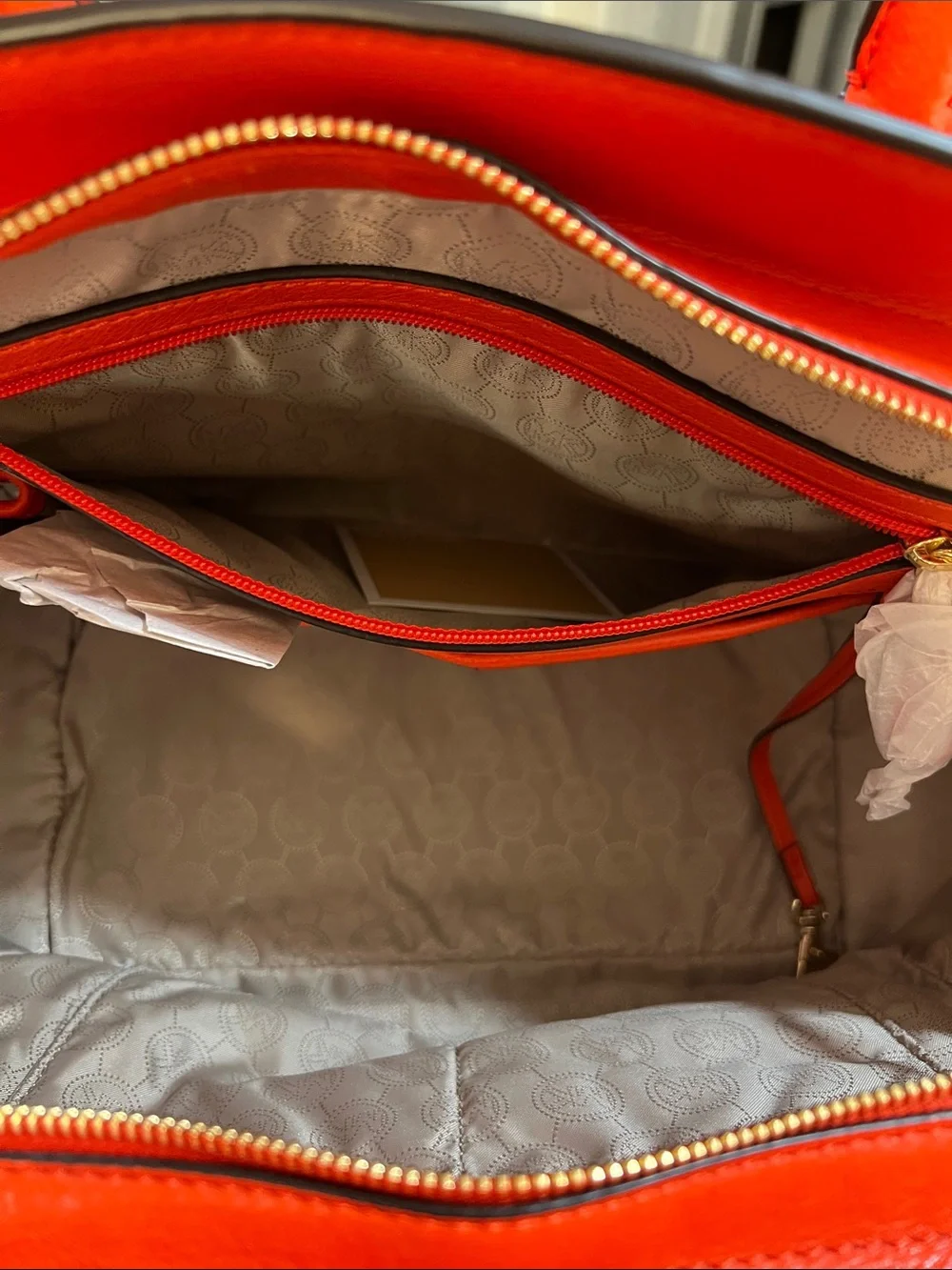 Michael Kors Sophie Mandarin Leather Satchel with MK Charm